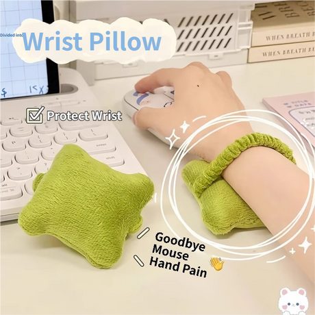 Pink Ergonomic Plush Wrist Rest 2PCS Set – 80×20cm Keyboard Wrist Pad + Pillow-Shaped Wrist Support Cushion with Strap (7.5×7cm) – Anti-Slip Memory Comfort Pad for Typing Gaming & Office Use