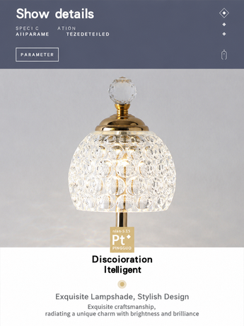 Luxury Metal Crystal Table Lamp, European Pineapple Eye Care Bedside Night Light with Dimmable 3 Color - Modern Elegant Bedroom Living Room Lighting (Touch Control / USB Rechargable)