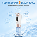 Vacumn Water Circulation Pore Cleanser and Reusable Ice Roller Set with Waste Separation Design, 3 Level Suction and 6 Replaceable Heads - Dual Function Microbubble Oxygen Hydration Device and Blackhead Remover, Portable Facial Pore Cleaning & Cooling Kit