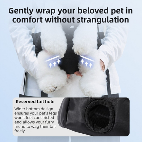 Black Hands Free Adjustable Dog Carrier Backpack with 3-Point Support, Reserved Tail Opening and Wide Padded Straps - Chest & Back Dual Use, Breathable on Both Sides and Quick-release Safety Buckles for Walking Bike Travel Outdoor Use, L Size