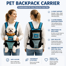 Blue Hands Free Adjustable Dog Carrier Backpack with 3-Point Support, Reserved Tail Opening and Wide Padded Straps - Chest & Back Dual Use, Breathable on Both Sides and Quick-release Safety Buckles for Walking Bike Travel Outdoor Use, S Size