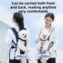 Blue Hands Free Adjustable Dog Carrier Backpack with 3-Point Support, Reserved Tail Opening and Wide Padded Straps - Chest & Back Dual Use, Breathable on Both Sides and Quick-release Safety Buckles for Walking Bike Travel Outdoor Use, M Size