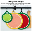 3-Piece Lemon Inspired Kitchen Heat Resistant Set with 18cm & 30cm Round Cotton Rope Woven Trivets + 1 Pair Duckbill Oven Mitt - Foldable Table Protection Mats and Black Polka Dot Cooking Gloves, Perfect for Home Baking and Cooking Lover