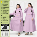 Purple Full Coverage & Extended Cycling Hooded Rain Poncho with Detachable Shoe Covers, XL Size – Thickened Waterproof Oxford Motorcycle Raincoat with Face-Protection Elastic Collar, Large Storage Pocket and Foldable Sleeve Cover for Men Women Outdoor Use