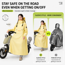 White Full Coverage & Extended Cycling Hooded Rain Poncho with Detachable Shoe Covers, M Size – Thickened Waterproof Oxford Motorcycle Raincoat with Face-Protection Elastic Collar, Large Storage Pocket and Foldable Sleeve Cover for Men Women Outdoor Use