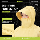 White Full Coverage & Extended Cycling Hooded Rain Poncho with Detachable Shoe Covers, 2XL Size – Thickened Waterproof Oxford Motorcycle Raincoat with Face-Protection Elastic Collar, Large Storage Pocket and Foldable Sleeve Cover for Men Women Outdoor Use