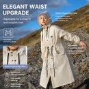 Black Full-Cover Hooded EVA Raincoat, Long Trench Coat Waterproof Rain Poncho with Adjustable Waist & Collar Drawstring, Zipper & Snap Windproof Closure, Extended Clear Brim and Covered Pockets for Dailywear Cycling Hiking Camping Use, L Size