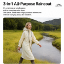 Green Full-Cover Hooded EVA Raincoat, Long Trench Coat Waterproof Windproof Rain Poncho with Adjustable Waist & Collar Drawstring, Extended Clear Brim and Covered Pockets for Dailywear Cycling Hiking Camping Use, M Size