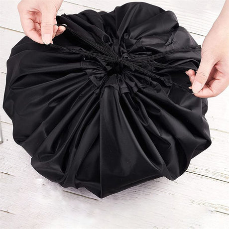 3-Piece Black Waterproof Drawstring Storage Bag and Changing Ground Mat Set for Wet Clothes – Swimwear Raincoat Storage Pouch, Dia 50CM & 90CM & 130CM, Outdoor Swimming Cycling Hiking Travel Accessories