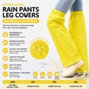 Yellow Waterproof Rain Leg Covers and Long Half Rain Pants, Quick Pull-On with Adjustable Elastic Top & Snap Closure Cuffs – Lightweight & Reusable, Windproof & Mudproof for Commuting, Cycling, Garden and Outdoor Activities (1 Pair 4XL)
