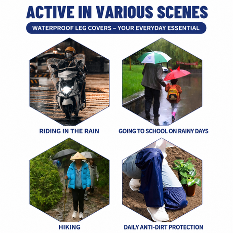 Beige Waterproof Rain Leg Covers and Long Half Rain Pants, Quick Pull-On with Adjustable Elastic Top & Snap Closure Cuffs – Lightweight & Reusable, Windproof & Mudproof for Commuting, Cycling, Garden and Outdoor Activities (1 Pair 4XL)