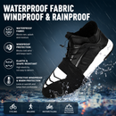 Black Waterproof Windproof Cycling Shoe Covers & Long Half Rain Pants Set – 2 Pairs Nonslip Reflective Half Toe Shoe Covers and 1 Pair Quick Pull-On Adjustable Leg Covers for Commuting, Hiking and Outdoor Riding