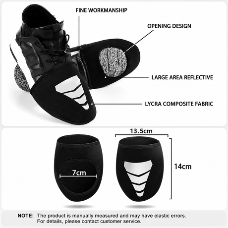 Black Waterproof Windproof Cycling Shoe Covers & Long Half Rain Pants Set – 2 Pairs Nonslip Reflective Half Toe Shoe Covers and 1 Pair Quick Pull-On Adjustable Leg Covers for Commuting, Hiking and Outdoor Riding