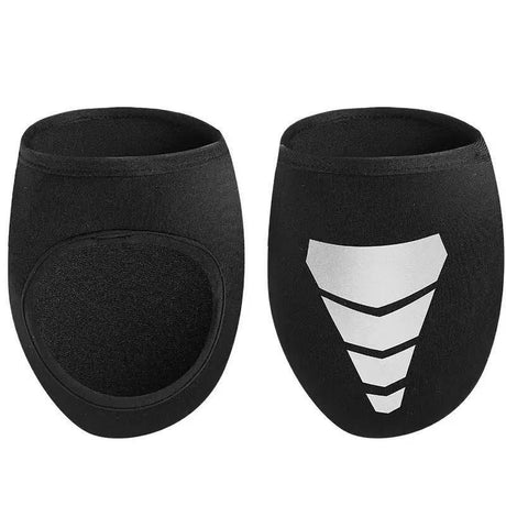 Black Waterproof Windproof Cycling Shoe Covers & Long Half Rain Pants Set – 2 Pairs Nonslip Reflective Half Toe Shoe Covers and 1 Pair Quick Pull-On Adjustable Leg Covers for Commuting, Hiking and Outdoor Riding