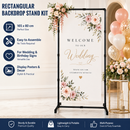 Black Square Backdrop Display Stand, Adjustable Display Rack, Flexible DIY Modular Frame and Easy Installation for Wedding Ceremony, Birthday Party, Banner Sign, Poster and Event Deco