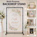 Black Square Backdrop Display Stand, Adjustable Display Rack, Flexible DIY Modular Frame and Easy Installation for Wedding Ceremony, Birthday Party, Banner Sign, Poster and Event Deco