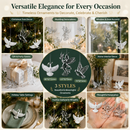 White Dove Christmas Ornament Set (4 Piece / 2 Gift Box) – Elegant Peace Dove Hanging Pendant with Gift Boxes & Silver Strings, Wedding Party Window Display Decor and Holiday Tree Accessories