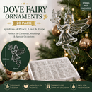Crystal Dove and Fairy Christmas Ornament Set (20 PCS) – Elegant Peace Dove Fairy Hanging Pendant, Wedding Party Window Display Decor and Holiday Tree Accessories