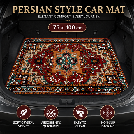 Style 1 Soft Crystal Velvet Waterproof Car Trunk Mat – 75×100cm Retro Floral Persian Cargo Liner with Non Slip Backing, Water Absorbent Quick Dry and Easy to Clean, Universal Auto Protector