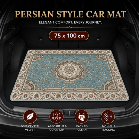 Style 2 Soft Crystal Velvet Waterproof Car Trunk Mat – 75×100cm Retro Floral Persian Cargo Liner with Non Slip Backing, Water Absorbent Quick Dry and Easy to Clean, Universal Auto Protector