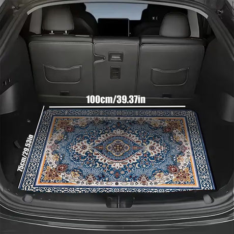 Style 3 Soft Crystal Velvet Waterproof Car Trunk Mat – 75×100cm Retro Floral Persian Cargo Liner with Non Slip Backing, Water Absorbent Quick Dry and Easy to Clean, Universal Auto Protector