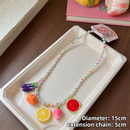 8-Piece Fruit Resin Hair Accessories Set with 5-Type Fruit Hair & Ear Clips, Hair Ties, Pearl Bracelet and Necklace, Cute Colourful Summer Fruity Headwear Kit for Daily Wear, Party Styling and Girls Gift Giving