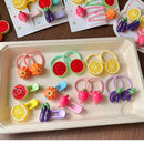 5-Piece Fruit Resin Hair Accessories Set with 5-Type Fruit Hair & Ear Clips, Hair Ties and Pearl Bracelet, Cute Colourful Summer Fruity Headwear Kit for Daily Wear, Party Styling and Girls Gift Giving