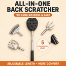Portable Extendable Back Scratcher Massage Tool with 5 Detachable Heads – Metal Telescopic Rod and Non Slip Grip for Back Relief and Daily Comfort
