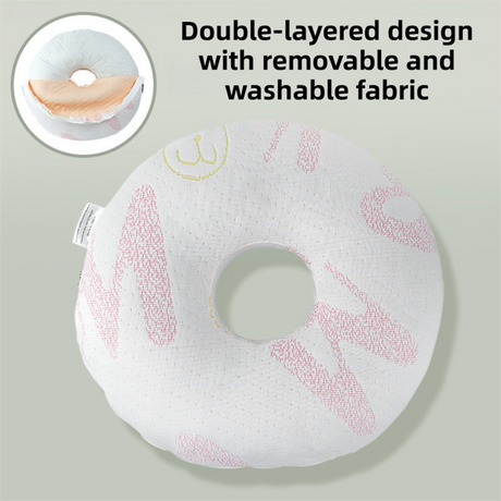 Pink 30CM Round Ear Protection Pillow with Hole Design – Milk Silk Removable Cover and PP Cotton Core, Side Sleeper Pillow & Neck Support Cushion for Ear Pressure Relief
