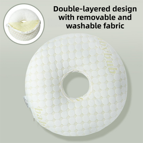 Gold 30CM Round Ear Protection Pillow with Hole Design – Milk Silk Removable Cover and PP Cotton Core, Side Sleeper Pillow & Neck Support Cushion for Ear Pressure Relief