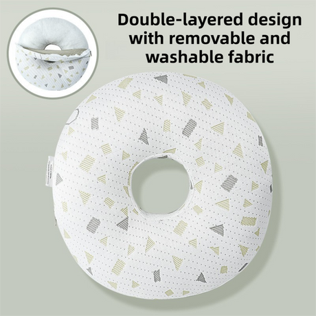 Boer Grey 30CM Round Ear Protection Pillow with Hole Design – Milk Silk Removable Cover and PP Cotton Core, Side Sleeper Pillow & Neck Support Cushion for Ear Pressure Relief