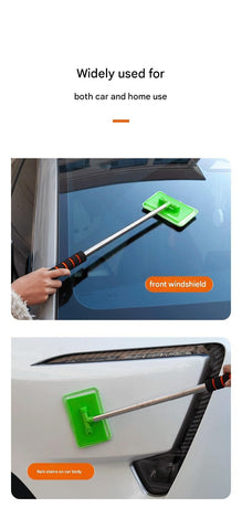 Blue Telescopic Car Windshield Cleaning Brush with 3 Replacement Microfiber- Aluminium Alloy Extendable Handle, 180° Rotatable Microfibre Head, Anti-Fog & Streak-Free Glass Wiper for Car & Home Use, Soft Grip Foam Handle