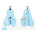 Blue S size Pet Drying Robe with Hood - Quick Dry Coral Fleece Towel for Dogs and Cats, Super Absorbent Bathrobe with Cute Rabbit Ears, Adjustable Fit for All Sizes, Easy to Wear and Machine Washable