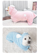 Pink XL size Pet Drying Robe with Hood - Quick Dry Coral Fleece Towel for Dogs and Cats, Super Absorbent Bathrobe with Cute Rabbit Ears, Adjustable Fit for All Sizes, Easy to Wear and Machine Washable