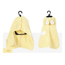 Yellow S size Pet Drying Robe with Hood - Quick Dry Coral Fleece Towel for Dogs and Cats, Super Absorbent Bathrobe with Cute Rabbit Ears, Adjustable Fit for All Sizes, Easy to Wear and Machine Washable