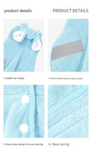 Yellow L size Pet Drying Robe with Hood - Quick Dry Coral Fleece Towel for Dogs and Cats, Super Absorbent Bathrobe with Cute Rabbit Ears, Adjustable Fit for All Sizes, Easy to Wear and Machine Washable