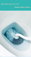 Blue Toilet Brush Set with Holder - 3-in-1 Wall Mounted Bathroom Cleaning Kit, TPR Soft Bristle & 360° Globe Brush, No-Drill Adhesive Base, Space Saving Design for Home, Apartment, Rental