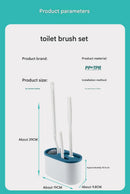 White Toilet Brush Set with Holder - 3-in-1 Wall Mounted Bathroom Cleaning Kit, TPR Soft Bristle & 360° Globe Brush, No-Drill Adhesive Base, Space Saving Design for Home, Apartment, Rental