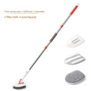 5-piece(Three-section pole+stiff brush+ base plate+fiber cloth+scouring pad) Long Handle Bathroom Floor Scrub Brush  - 180° Rotating Angle, Stainless Steel Pole, Corner Cleaning Design for Tiles, Grout, Bathtub, Shower - Heavy Duty Cleaning Tool