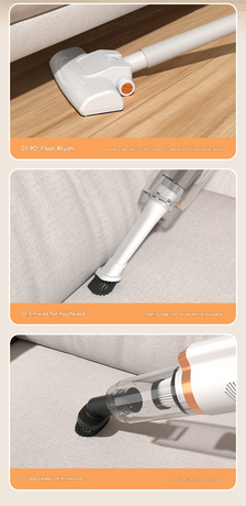 White Cordless Handheld Vacuum Cleaner - 8500Pa Powerful Suction, 700mL Dust Cup, USB Rechargeable with 2000mAh Battery, 3 Brush Heads, 2 Extension Rods, Lightweight Stick Vacuum for Home, Car, Pet Hair, Carpet and Hardwood Floor Cleaning