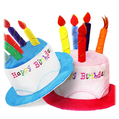 2-piece Blue Plush Birthday Cake Hat Set - Novelty Party Accessory with Matching Glasses, Fun Photo Prop for Adults and Kids