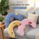 Blue Pet U-Shaped Pillow - Soft Teddy Velvet Neck Support Cushion for Dogs and Cats, Deep Sleep Aid with Embroidered Design, Lightweight and Comfortable Pet Bed Accessory