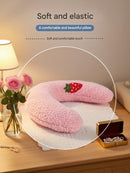 Blue Pet U-Shaped Pillow - Soft Teddy Velvet Neck Support Cushion for Dogs and Cats, Deep Sleep Aid with Embroidered Design, Lightweight and Comfortable Pet Bed Accessory