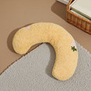 Yellow Pet U-Shaped Pillow - Soft Teddy Velvet Neck Support Cushion for Dogs and Cats, Deep Sleep Aid with Embroidered Design, Lightweight and Comfortable Pet Bed Accessory