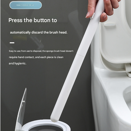 White and Grey Disposable Toilet Brush with Wall Mount Holder set - No Touch Replacement System, 360 Degree Rotating Head with Built-in Cleaning Solution, Space Saving Bathroom Cleaner for Homes