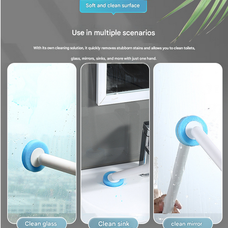 White and Grey Disposable Toilet Brush with Wall Mount Holder set - No Touch Replacement System, 360 Degree Rotating Head with Built-in Cleaning Solution, Space Saving Bathroom Cleaner for Homes