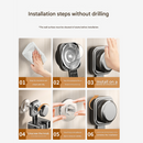 1 pack Grey Suction Cup Mop and Broom Holder Wall Mount - No Drill Adhesive Hook for Bathroom, Kitchen and Laundry, Strong Hold Reusable Storage Organiser for Cleaning Tools