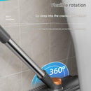 Grey Floor Scrub Brush with V-Shaped Bristles - 360 Degree Rotating Long Handle Gap Cleaner for Bathroom Tiles, Grout and Corners, Heavy Duty Scraper and Brush Combo for  Homes