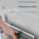 Grey Floor Scrub Brush with V-Shaped Bristles - 360 Degree Rotating Long Handle Gap Cleaner for Bathroom Tiles, Grout and Corners, Heavy Duty Scraper and Brush Combo for  Homes