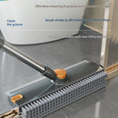2-piece Grey V-Shaped Floor Scrub Brush and Suction Mop Holder Set - 360 Rotating Grout Cleaner, Heavy Duty Bristles, No Drill Wall Mount Storage, Space Saving Bathroom Cleaning Kit for Tiles and Corners